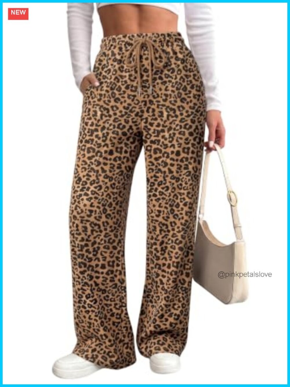 High Waisted Wide Leg Palazzo Sweatpants Drawstring Elastic Waist Pockets